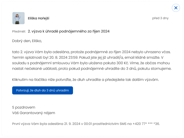 Detail komunikace v aplikaci reles.to